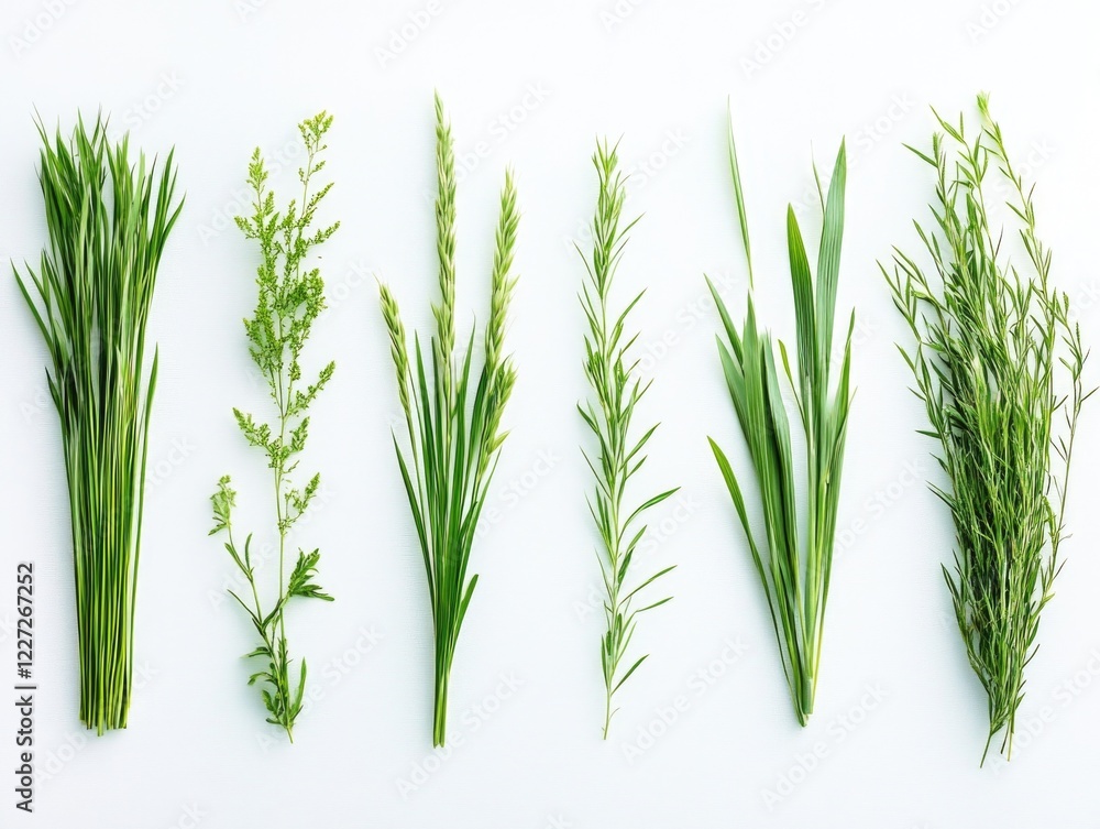 Naklejka premium Various Plants on White Surface