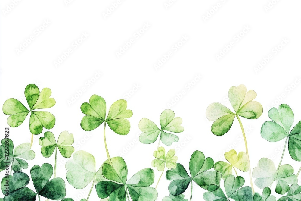 A green background with a bunch of green clovers. The clovers are all different sizes and are scattered throughout the background