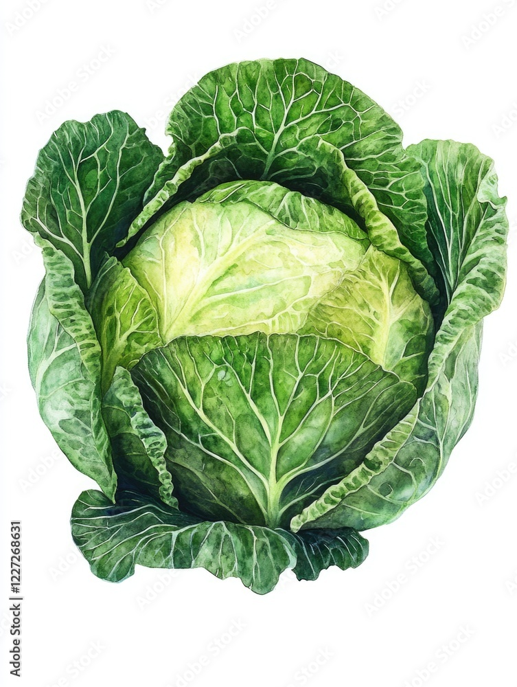 Obraz premium Cabbage Head on White Background