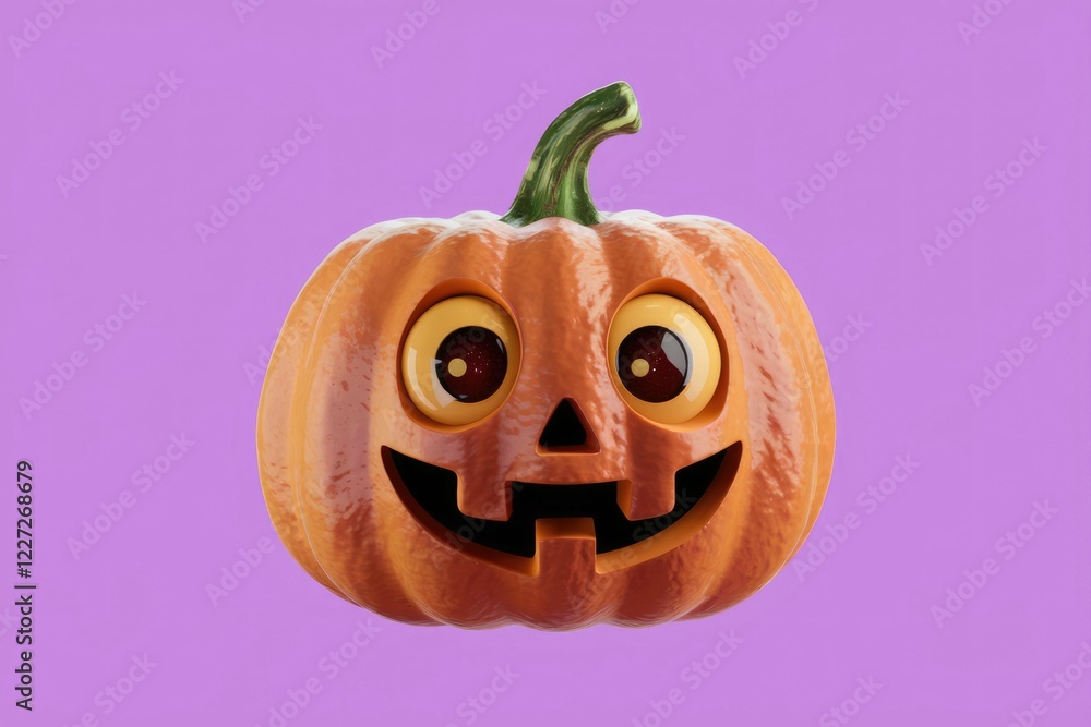 Fototapeta premium A cute cartoon jack-o'-lantern with a big smile, perfect for Halloween.