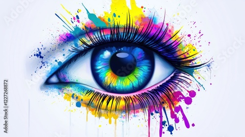 Colorful Eye with Splashes
