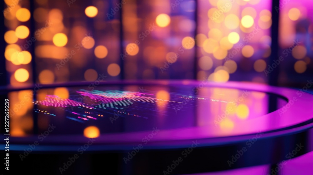 Fototapeta premium Interactive Data Visualization on a Sleek, Illuminated Tabletop Display