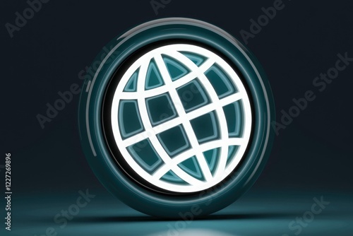 Wallpaper Mural A glowing teal globe icon on a dark background symbolizes global connection and internet access. Torontodigital.ca