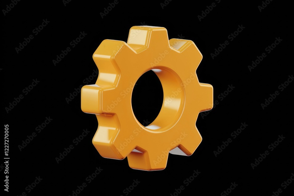 A 3D rendered orange gear, symbolizing mechanism, settings, and process. A 3D rendered orange gear, symbolizing mechanism, settings, and process.
