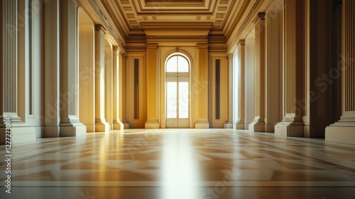 Room with columns and window