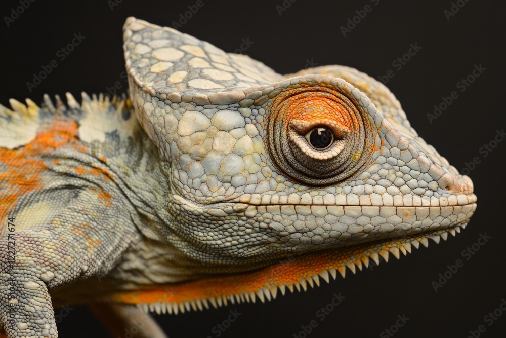 Fototapeta premium Chameleon displaying unique colors close-up photography studio setting natural habitat detailed view wildlife conservation