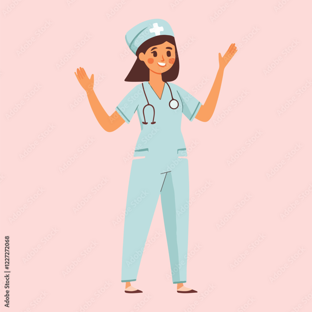 Cute cartoon Nurse in Uniform vector Illustration Cute cartoon Nurse in Uniform vector Illustration