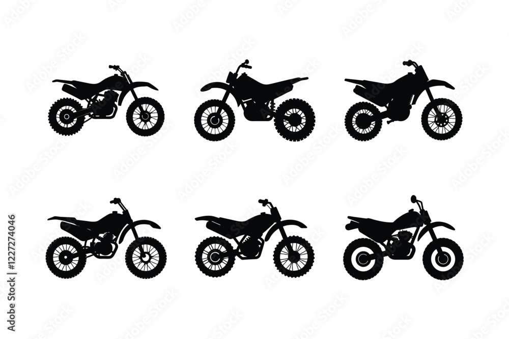 Obraz premium Adventure touring motorcycle silhouette on white flat design