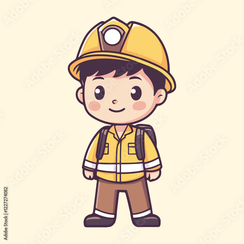 Firefighter with helmet Vector Illustration