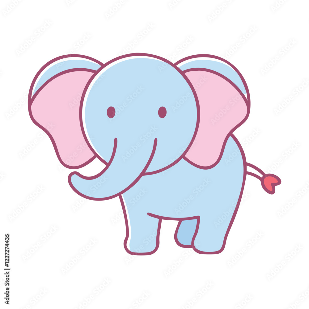 Fototapeta premium Cute Blue Elephant Illustration