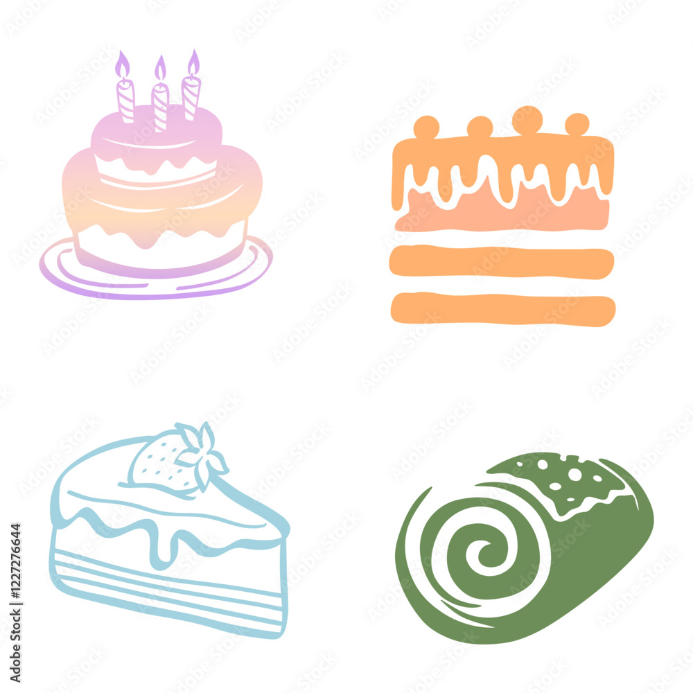 appetizing dessert and birthday cake logos appetizing dessert and birthday cake logos