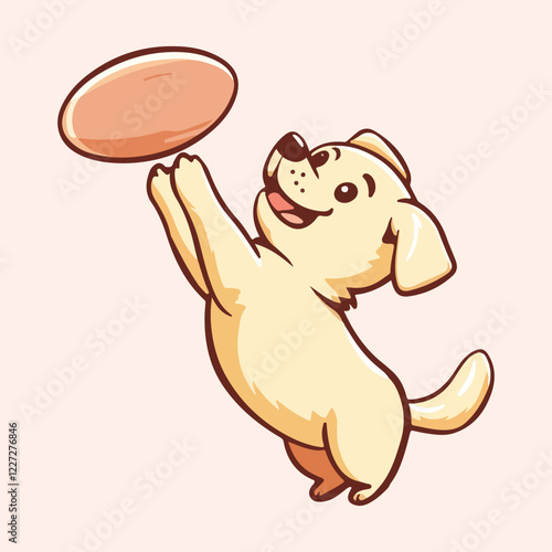 Cartoon dog catching a frisbee vector illustration