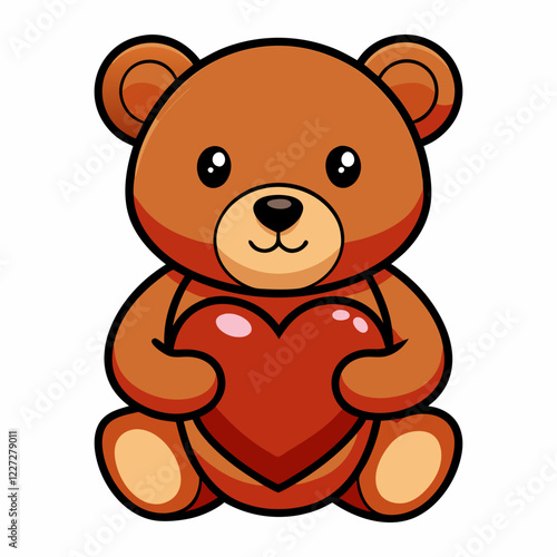 teddy bear holding a heart vector illustration