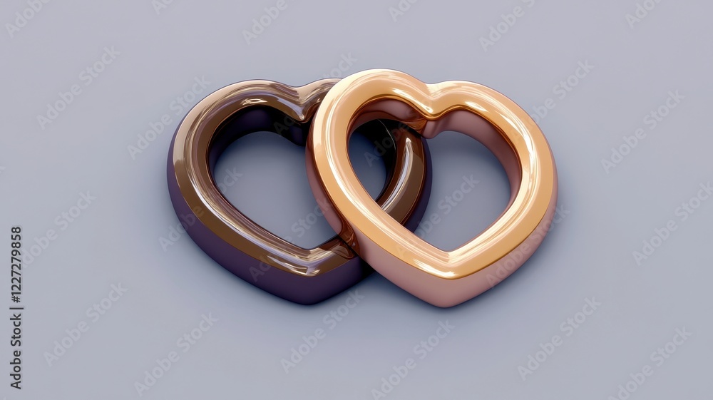 empathy marketing with advertising concept. Two interlocking heart shapes in contrasting colors. empathy marketing with advertising concept. Two interlocking heart shapes in contrasting colors.