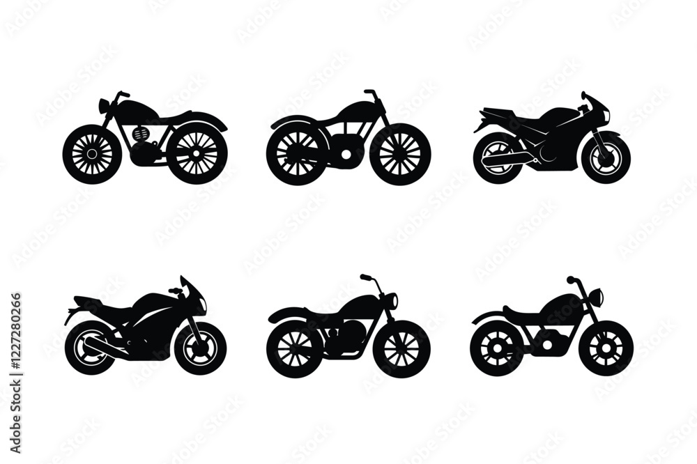 Obraz premium Old motorcycle silhouette isolated on white background