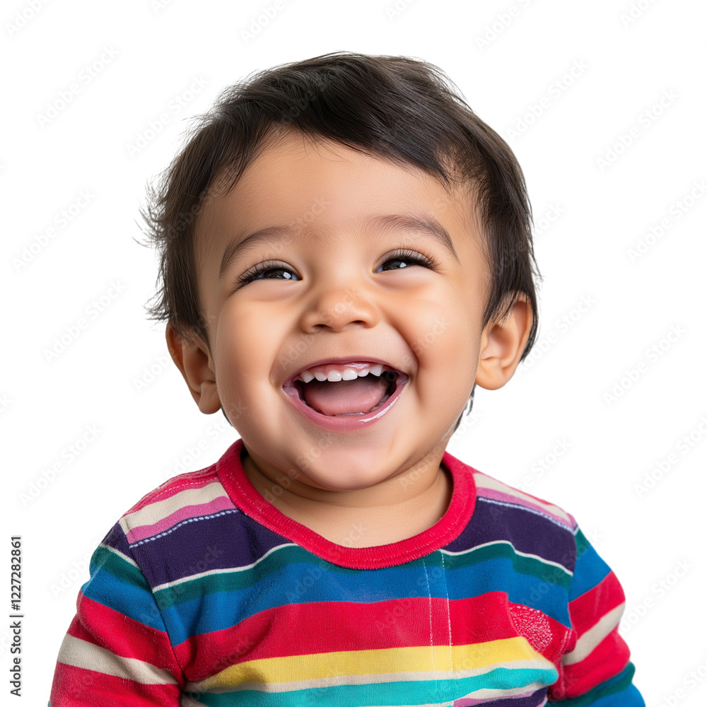 cheerful Hispanic toddler laughing with joy isolated on transparent white background cheerful Hispanic toddler laughing with joy isolated on transparent white background