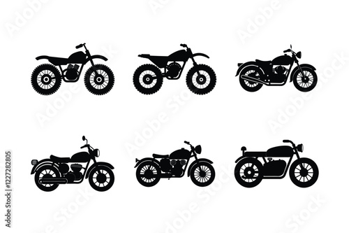 Retro vintage motorcycle silhouette isolated on white background