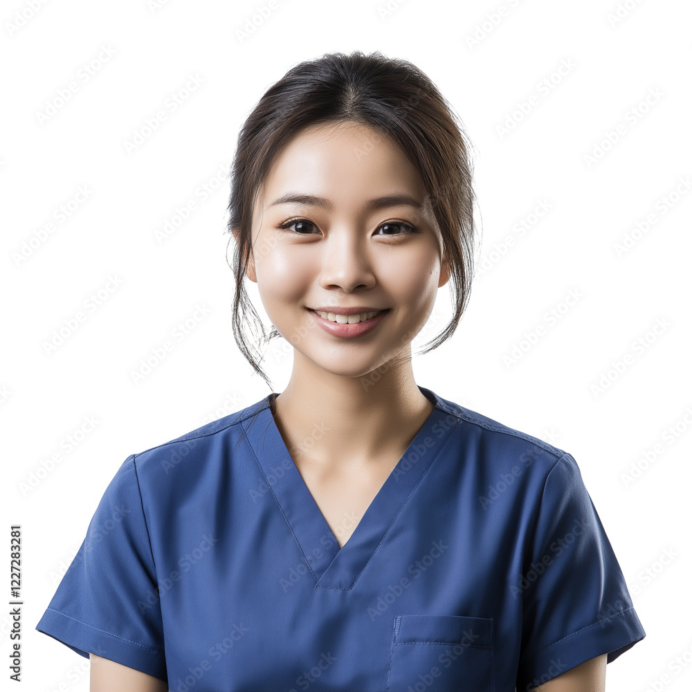 young Asian woman in nurse uniform smiling confidently isolated on transparent white background young Asian woman in nurse uniform smiling confidently isolated on transparent white background
