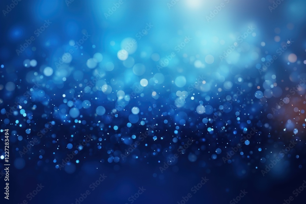 Abstract blue bokeh background with glowing particles creating festive atmosphere Abstract blue bokeh background with glowing particles creating festive atmosphere