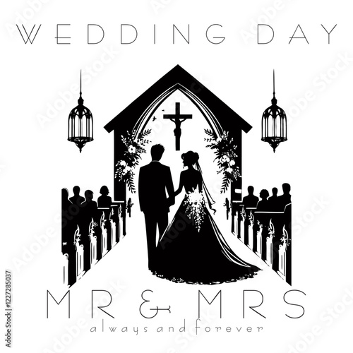 Wedding Day Silhouette church catholic