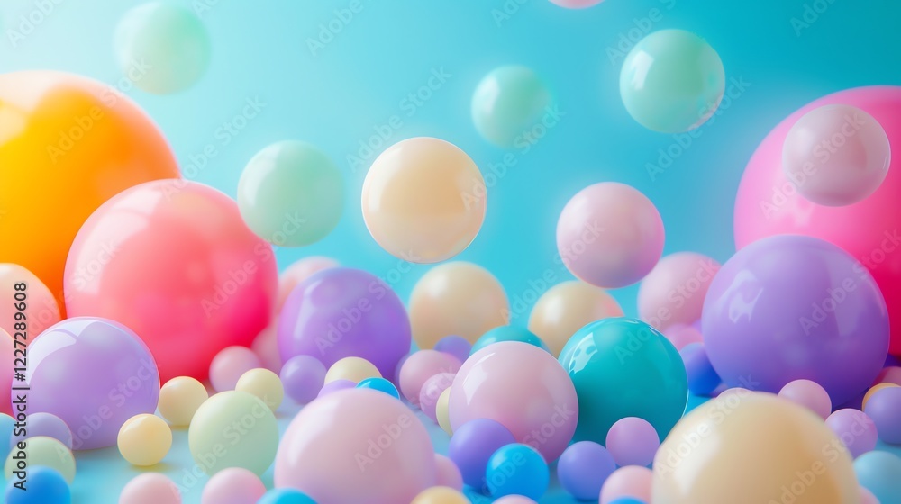 3D rendering. Abstract background with colorful balls. Pastel colors. 3D rendering. Abstract background with colorful balls. Pastel colors.