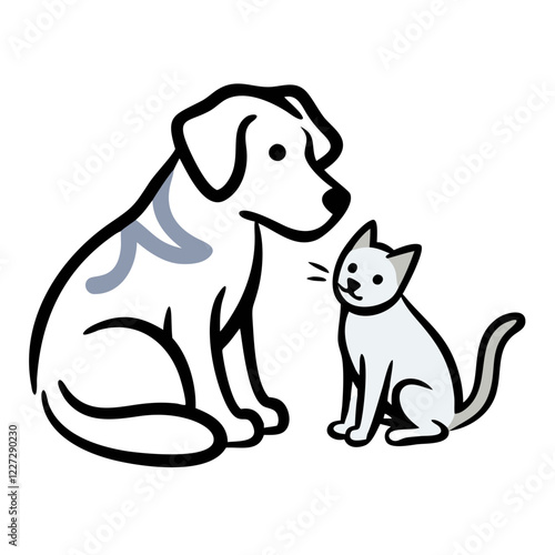 Simple dog and cat icon illustration on a transparent background