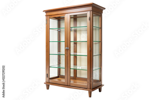 Wooden Display Cabinet with Glass Shelves