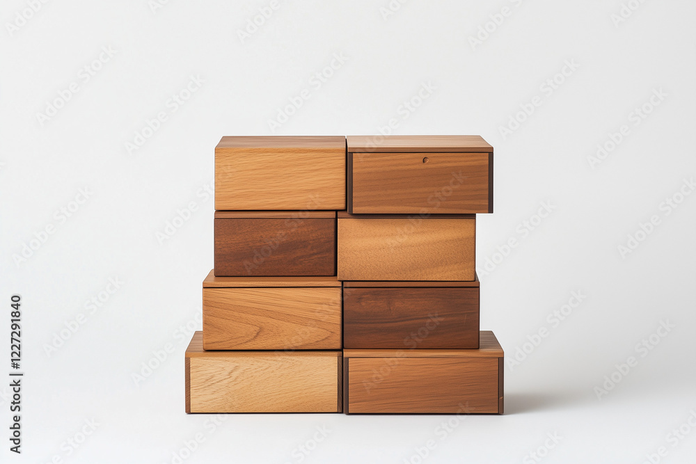 Wooden Minimalist Drawer Set Arranged in a Stacked Design for Modern Homes Wooden Minimalist Drawer Set Arranged in a Stacked Design for Modern Homes