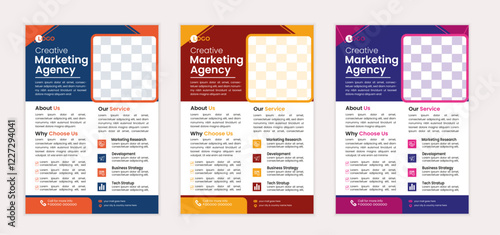 1 A Bundle of 3 Templates of Different Colors a4 Flyer Template, Corporate & Business Flyer Brochure Template Design, Abstract Business Flyer and Creative Design.