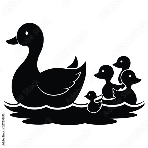 Duck has been strolling in combination with a waterway among her youngsters.