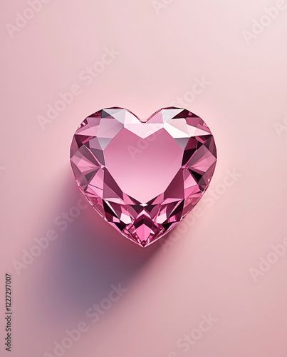 Wallpaper Mural Gorgeous Heart Shaped Pink Diamond Crystal Sparkles on Delicate Pink Surface wallpaper aesthetic for romantic post inspiration Torontodigital.ca