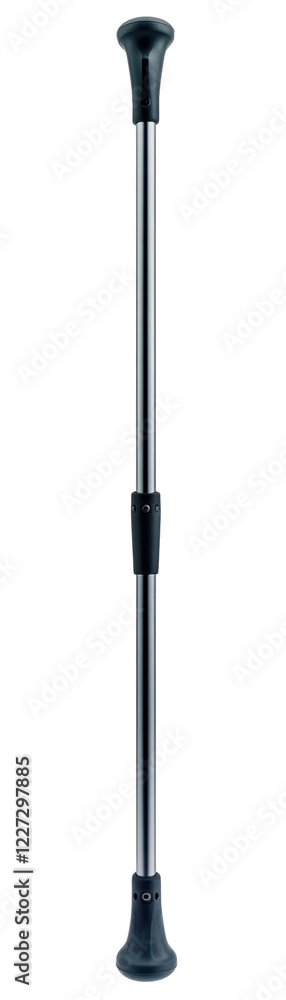 Isolated metal walking stick with curved handle Isolated metal walking stick with curved handle
