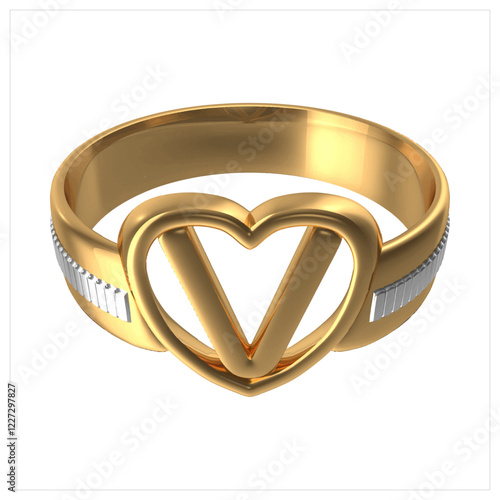 Gold Heart Wedding Ring Initial V. Vector images are produced from the tracing process