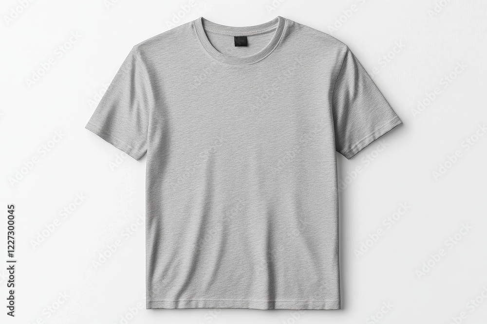 Gray t-shirt mockup perfect for showcasing designs in a clean and minimalist style for various branding needs and print presentations on a white background Gray t-shirt mockup perfect for showcasing designs in a clean and minimalist style for various branding needs and print presentations on a white background
