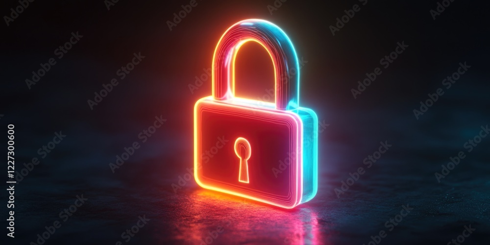 Fototapeta premium Glowing Padlock with Key