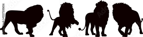 lions set black silhouette vector