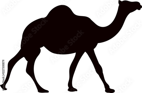 camel walking black silhouette vector