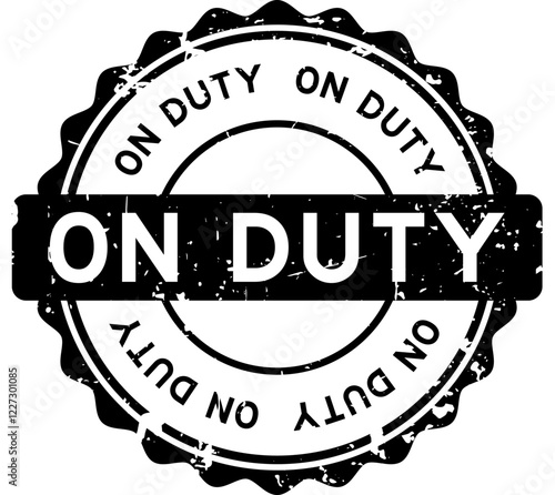 Grunge black on duty word round seal stamp on white background