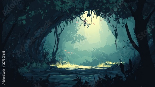 Enchanting Forest Path Through Lush Canopy