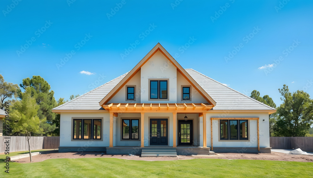 Fototapeta premium New construction of a house Framed New Construction , with white tonespng