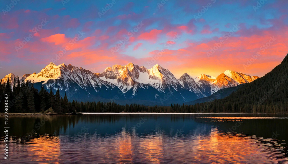 Northern lake Landscape with snow mountain, part 13 Northern lake Landscape with snow mountain, part 13