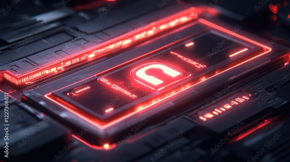 Obraz premium A red glowing square with the letter U on it