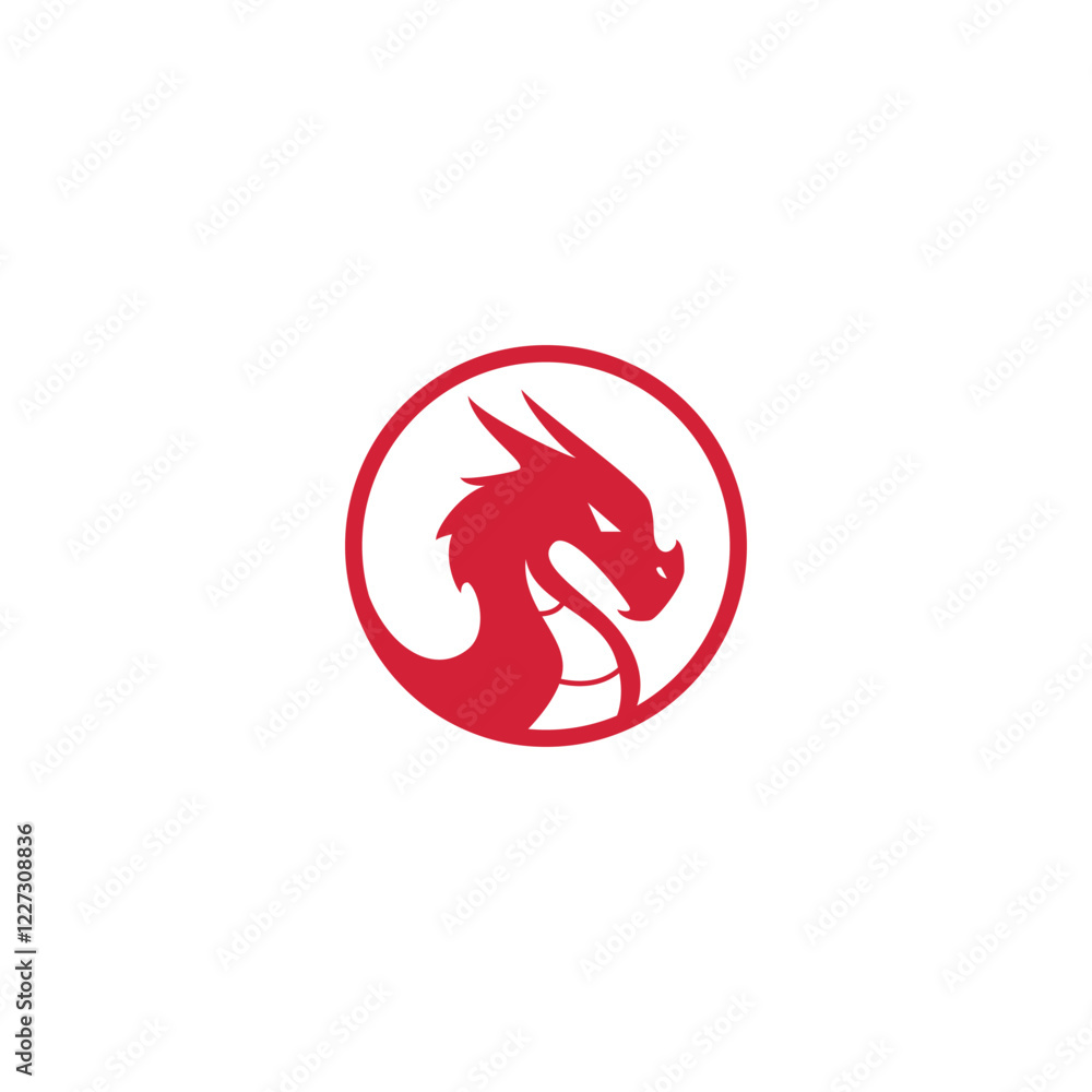 dragon logo flat. dragon head vector illustration for icon, symbol or logo. simple dragon head logo