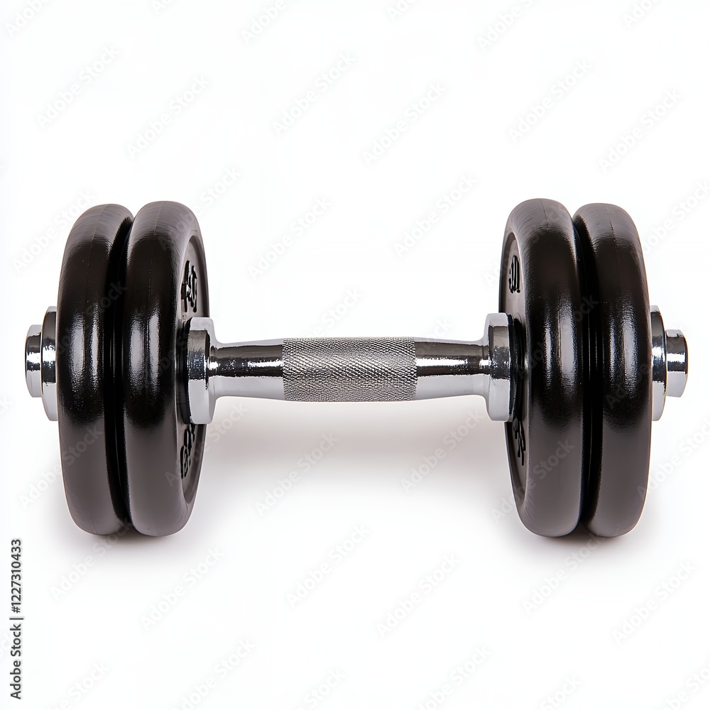 Black Dumbbell with Chrome Handle, Fitness Exercise Equipment, Strength Training Black Dumbbell with Chrome Handle, Fitness Exercise Equipment, Strength Training