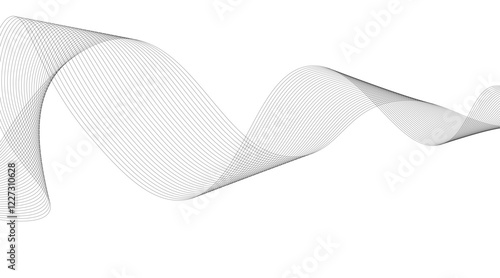 Abstract blue smooth wave on a white background. Dynamic sound wave. Design element. Vector illustration.
