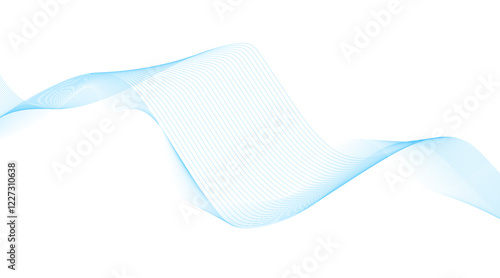 Abstract blue smooth wave on a white background. Dynamic sound wave. Design element. Vector illustration.