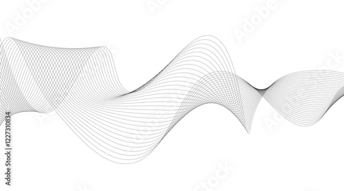 Abstract blue smooth wave on a white background. Dynamic sound wave. Design element. Vector illustration.