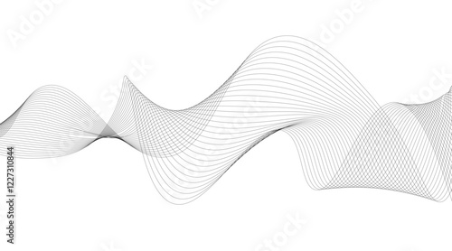 Abstract blue smooth wave on a white background. Dynamic sound wave. Design element. Vector illustration.