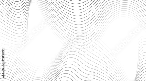 Abstract blue smooth wave on a white background. Dynamic sound wave. Design element. Vector illustration.