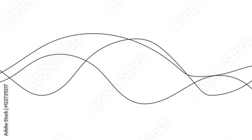 Abstract blue smooth wave on a white background. Dynamic sound wave. Design element. Vector illustration.